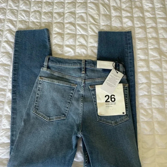 Redone high rise ankle crop denim in aged blue wash - Picture 9 of 13